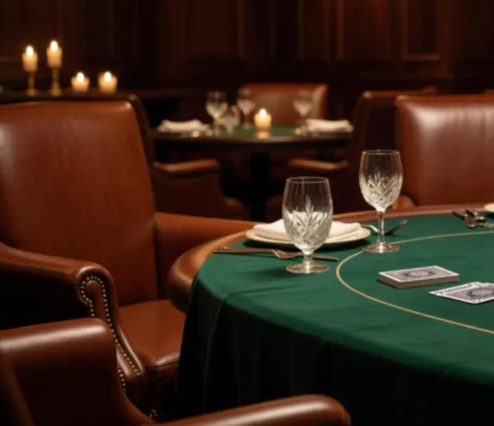 Elegant poker tables arranged within a contemporary restaurant interior