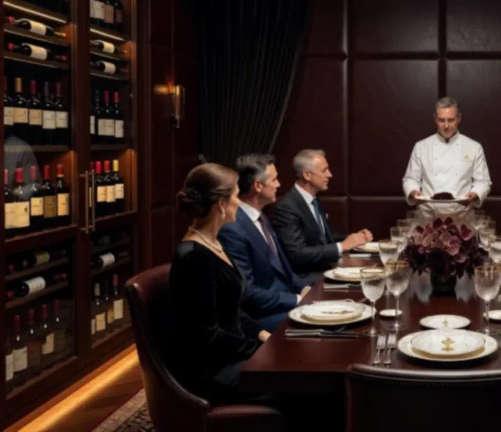 Private dining suite with elegant table setting and soft lighting