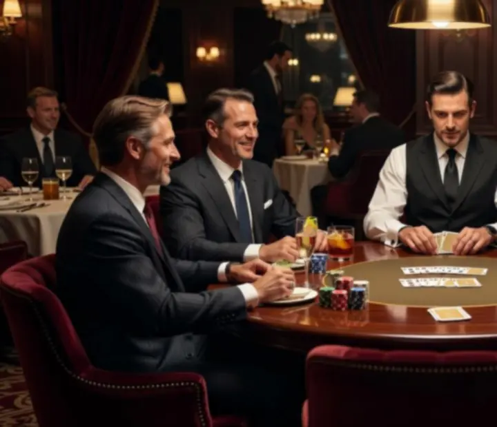 Exclusive poker table with premium cards and chips in a refined lounge